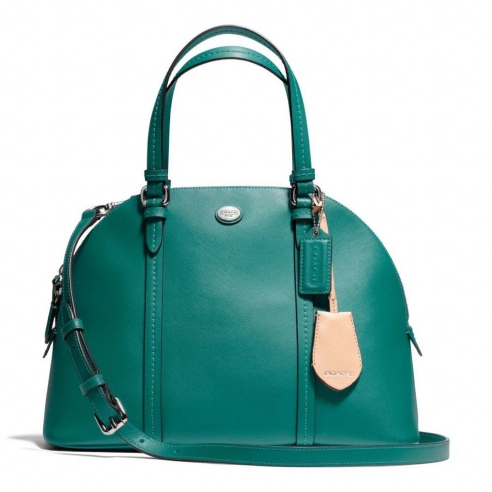 Coach Peyton Leather Cora Domed Satchel Shoulder ZipTop Bag